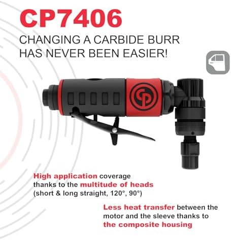Chicago Pneumatic CP7406, Right Angle Air Die Grinder, 1/4 in Collet