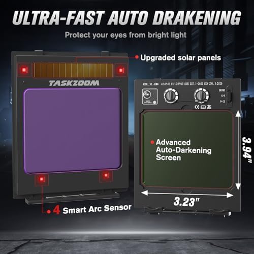 Auto Darkening Welding Helmet True Color 1/1/1/1,Large View 3.94"x3.23",Welding Hood with 4 Arc Sensors,Blue Light + UV/IR Blocking,Wide Shade 4/5-9/9-13 for TIG MIG ARC Welding,Cut and Grind