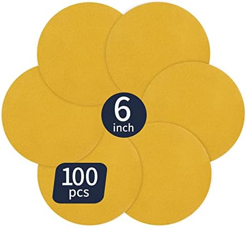 100 Pcs 6 Inch 100 Grit PSA Self Adhesive DA Sanding Disc Roll Sandpaper Designed for Surface Blending Edge Woodworking Metal Sanding Sand Paper