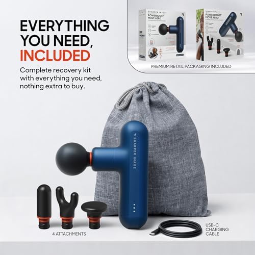 Sharper Image Powerboost Move Mini Percussion Massage Gun, Powerful & Quiet