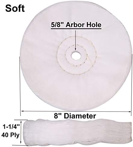 SCOTTCHEN Buffing polishing Wheels Soft Flannel 8 inch (40 Ply) for Bench Grinder Buffer with 5/8" Arbor Hole - 2 Pack