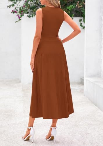 PRETTYGARDEN Women's Summer Pleated Midi Work Dress