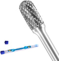 SC-3L6 Tungsten Carbide Burr Rotary File Cylindrical Ball Nose End Shape Double Cut for Die Grinder Drill Bits 1/4'' Inch Diameter of Shank and 3/8'' Inch Diameter of Cutter 3/4'' Inch Cutter Length