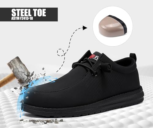 LARNMERN Steel Toe Loafers Women Slip On Work Safety Shoes Walking Sneakers