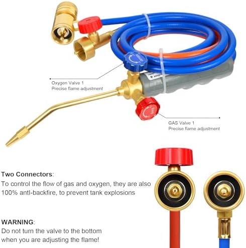 Brazing Torch Kit for MAPP Gas & Propane, Brass & Stainless Steel Cutting Torch Kit, Welding Torch Set for Soldering, Jewelry, HVAC, Glass Blowing