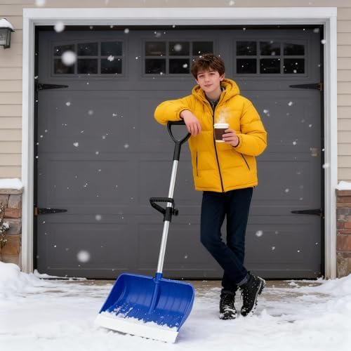 Anti Slip Grip Snow Shovel with Secure Handle for Safe Operate in Cold Winter Conditions Prevents Rust and Erosion Heavy Shovel