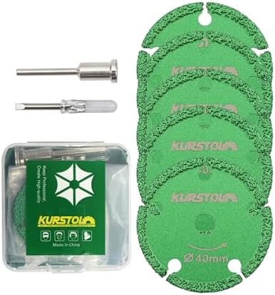 Diamond Rotary Tool Cut-Off Wheels - 5pcs 1-9/16 Inch(40mm) Metal Cutting disc for Rotary Tool Accessories with 1pc 1/8” Mandrel for Metal, Iron Pipe, Iron Sheet, Bolts, Screws