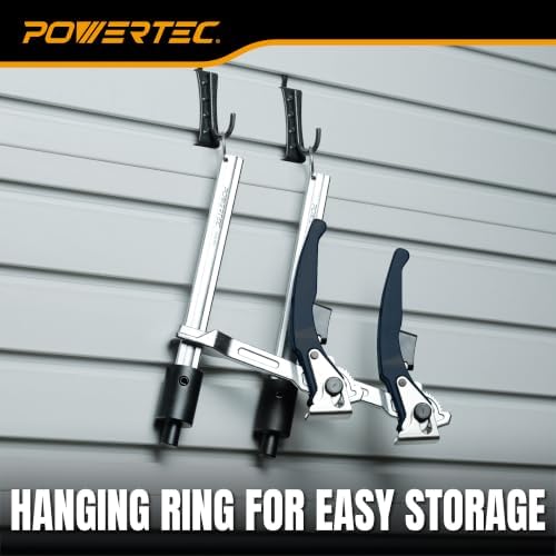 POWERTEC Welding Clamps, 2 PK, for 5/8" Fixture Holes (72235-P2) | Quick-release ratchet, 999 lb clamping force, 7-3/4" capacity, 4-3/4" throat depth, welding tables & workbenches