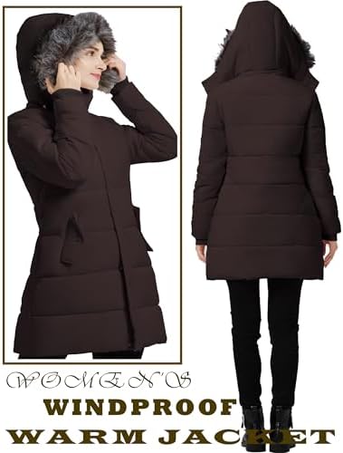 GGleaf Women's Winter Puffer Coat with Removable Fur Hood Warm Snow Jacket