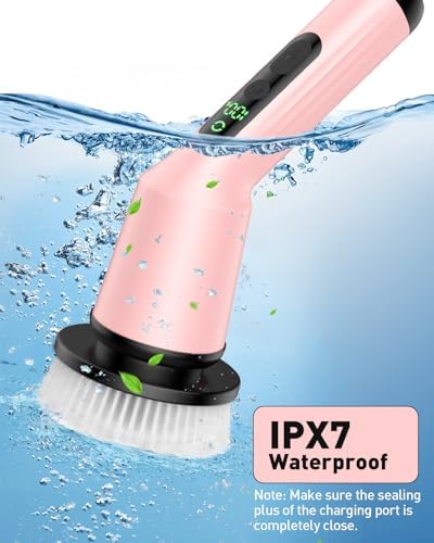Electric Spin Scrubber for Bathroom, Shower Scrubber with Long Handle