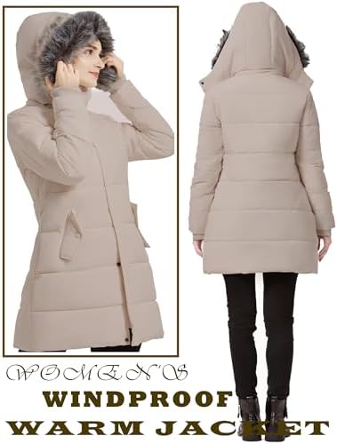 GGleaf Women's Winter Puffer Coat with Removable Fur Hood Warm Snow Jacket