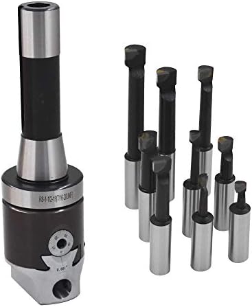 2" Boring Head R8 Shank Set with 9 Pcs 1/2" Carbide Boring Bars