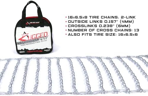 The ROP Shop Pair of 2 Link Tire Chains & Tensioners 16x6.5x8