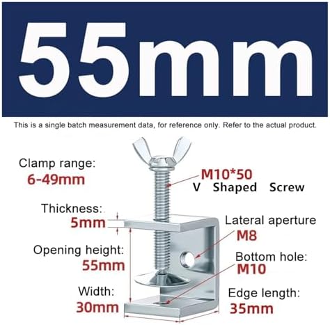 1PCS Galvanized Carbon Steel Tiger Clamp Multiple Shapes Open Height 20-130MM Thickened Material Fixed Fixture Clamping Device(55MM,V Type)