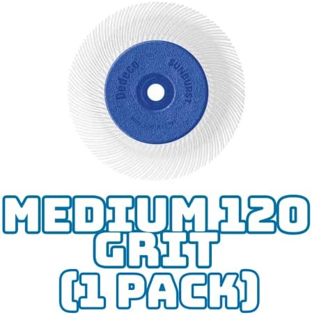 Dedeco Sunburst Radial Bristle Disc 1 Pack - 6 1/2" Curved - 1/2" Arbor - White 120 Grit (Medium) - Aluminum Oxide for Polishing & Finishing