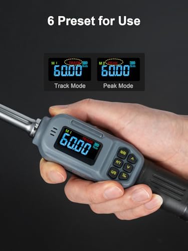 GROWNEER Digital Torque Wrench, 2.2-44.2 Ft-lbs/3-60 Nm, 3/8'' Drive Rachet Torque Wrench with Buzzer & Colorful LED Indicator, Electronic Torque Wrench Set for Bike Motorcycle Auto Repair