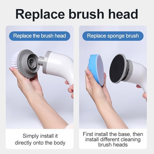 Cordless Cleaning Brush Scrubber for Home, Electric Spin Scrubber, 9 Replaceable Brush Heads, 50Mins Work Time, 3 Adjustable Size, 3 Strong Speeds for Bathroom Shower Bathtub Car Glass, Black Color