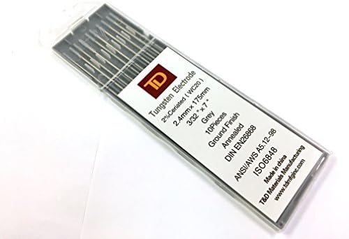 TIG Welding Tungsten Electrodes 2% Ceriated 3/32" x 7" 10-Pack (Grey, WC20)
