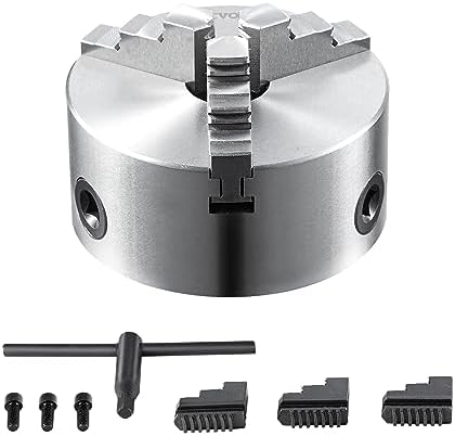 VEVOR 3-Jaw Lathe Chuck, 6'' Self-Centering Lathe Chuck, 0.14-6.3 in/3.5-160 mm Clamping Range with T-key Fixing Screws Reversible Jaws, for Lathe 3D Printer Machining Center Milling Drilling Machine