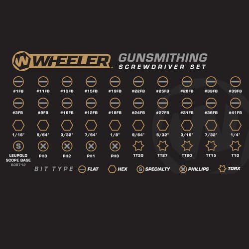 Wheeler 43-Piece Professional Gunsmithing Screwdriver Set with Magnetic Screwdriver Handle and Storage Case for Gunsmithing