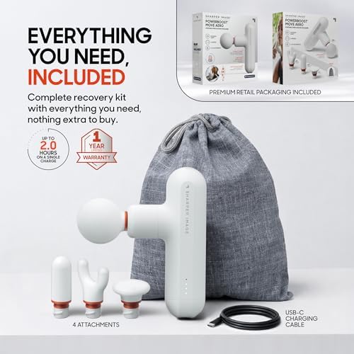Sharper Image Powerboost Move Mini Percussion Massage Gun, Powerful & Quiet