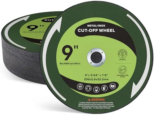 25PCS 9" Cut Off Wheels 9" x.075 x7/8" Metal & Stainless Steel Cutting Discs for Angle Grinder