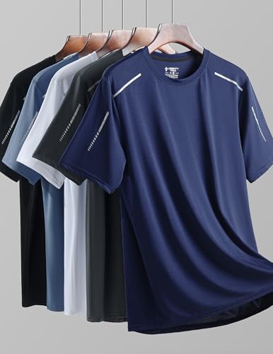 Liberty Imports 5 Pack Men's Active Quick Dry Crew Neck T Shirts