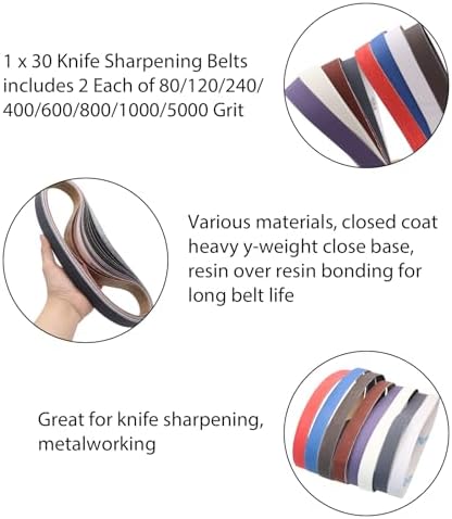 1x30 Knife Sharpening Sanding Belts, 16 Pack
