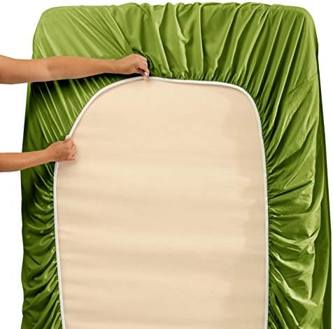Hearth & Harbor Queen Size Sheets - 4 Piece Bed Sheet Set, Hotel Luxury Double Brushed Bed Sheets - Extra Soft Bedding Sheets & Pillowcases, Queen, Calla Green