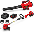 PowerSmart 40V Cordless Lawn Care Combo Kit, 13" String Trimmer & Edger and Axial Leaf Blower, Battery Powered Yard Clean-Up Set with 4.0Ah Lithium-Ion Battery and Charger Included
