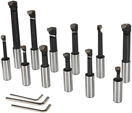 12-Pack 3In Boring Head R8 Shank 3/4In Carbide Boring Bar Set Milling
