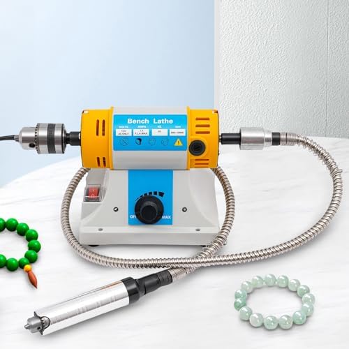 Bench Buffer Polisher, Speed Adjustable Jewelry Polisher Buffer Grinder, Benchtop Buffing & Polishing Machine for Jewelry Metal Wood Jade Knife Diamond Gold Silver Amber Leather