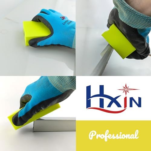 Diamond Hand Polishing Pad Diamond Sanding Block Foam Backed Diamond Sponge Sanding Pads for wet or dry grinding polishing for Granite Marble Stone Tile Glass Ceramic (4, 60/120/200/400# Hexagon)