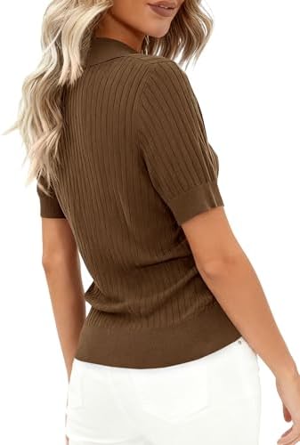 PRETTYGARDEN Women's Short Sleeve Sweater Polo Shirts