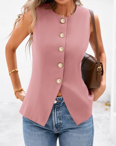 BTFBM Suit Vest Tops For Women Sleeveless Blazer Work Wear