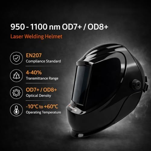 Laser Welding Helmet OD8+ – Large Viewing Area, Adjustable Fit, Infrared Protection Safety Mask for Laser Welding, Cutting, Cleaning & Marking