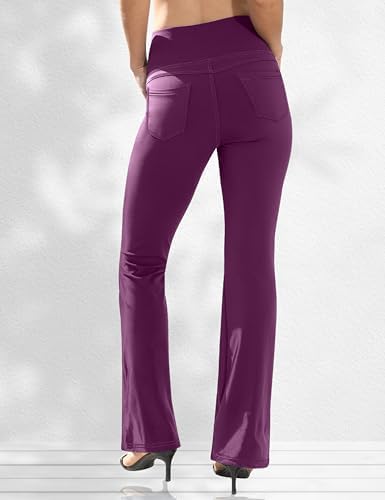 VOOVEEYA Women's Bootcut Leggings - Bootleg Yoga Pants Flare with 4 Pockets