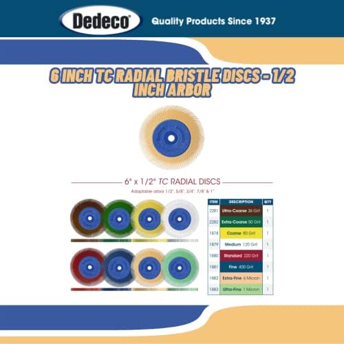 Dedeco Sunburst Radial Bristle Disc 1 Pack - 6 1/2" Curved - 1/2" Arbor - Peach 2500 Grit (Extra-Fine, 6 Micron) - Aluminum Oxide for Polishing & Finishing