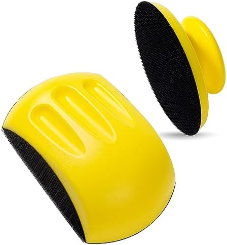 5 Inch Hand Sanding Block Hook and Loop Sanding Block 2 PCS Round and Mouse Hand Sanding Blocks Foam Sanding Blocks Auto Body Hand Sanders for Wood Mouse Sanding Pad Sandpaper Holder