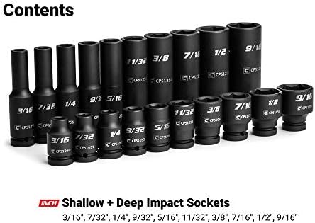 Capri Tools 1/4-Inch Drive Master Impact Socket Set (Shallow & Deep Set / 3/16-9/16 in.)