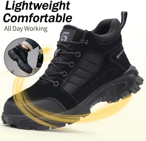 GUSAYEX Steel Toe Boots for Men Puncture Resistant Work Boots