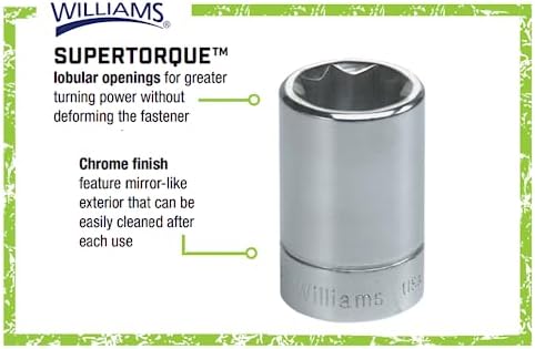Williams JHWB-630 3/8-Inch Drive Shallow SAE 6 Point Socket, 15/16-Inch, High-Polished Chrome Finish