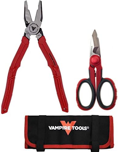 VAMPLIERS 2-PC Set 9" Linesman Pliers, Electrician Scissors + 10" Pouch
