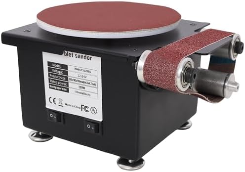 2-in-1 Mini Belt Disc Sander - Bench Grinder Small Spindle Sander Machine | Belt Sander for Knife Sharpening, Wood, Crafts, Metal, Stone, and Scissors Grinding