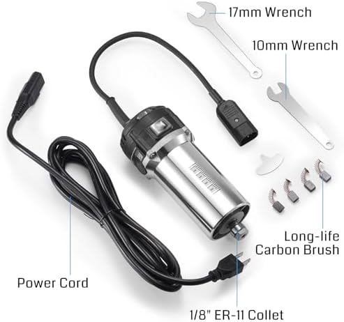 Genmitsu 710W CNC Compact Router 65mm Diameter, Spindle Motor with LCD Digital Display 6 Adjustable Speeds, 1/8” ER11 Collet, 4 Carbon Brushes, for CNC Milling Machine