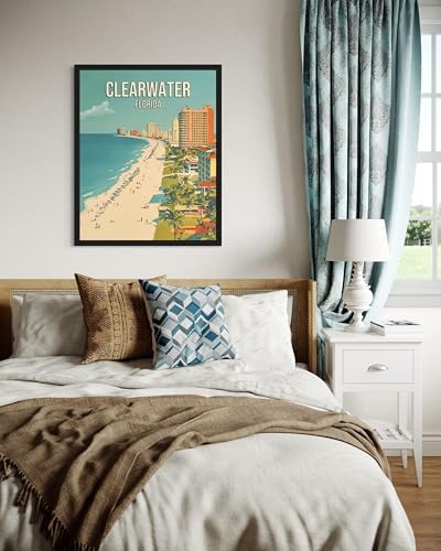 Clearwater Beach Florida Unframed Wall Art Print Poster, US Vintage Retro Beach Scenery Posters Prints for Restroom Home Picture Painting Artwork Gallery 219 (Clearwater Beach Florida, 24"L x 18"W, Unframed)