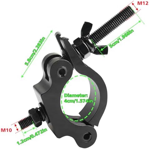 Black Clamps for Lights Stage Lighting Accessories（2pack), Lighting O Clamps, Quick Release Truss Clamp, 40mm-52mm Half Coupler Mounting Bracket, Stage Light Clamp