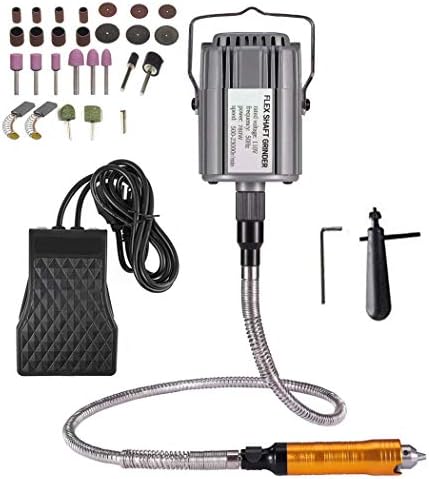 Rotary Tool Flex Shaft Hanging Grinder Carver Electric Multi-function Metalworking Tools Repair Kit, Foot Pedal Control, 780W Strong Power, Metal Flexible Shaft, 23000 RPM