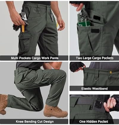 CNBQDD Mens Work Pants Cargo Tactical Construction for Men Ripstop Waterproof Lightweight Outdoor Hiking with Pockets