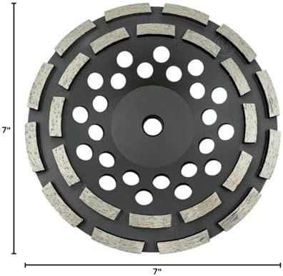 Benchmark Abrasives 7" Double Row Diamond Grinding Cup Wheel for Angle Grinder with 5/8"-11 Arbor Hole Use on Concrete, Granite, Marble, Masonry, Natural Stone